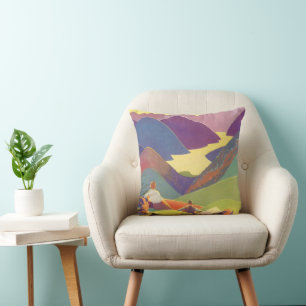 Coussin Vacances familiales vintage, pique-nique dans les