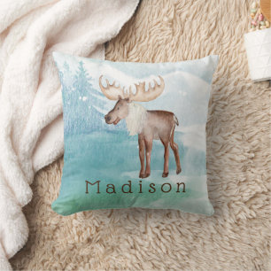Coussin Vacances personnalisées à l'orignal mou