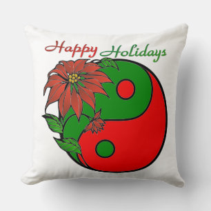 Coussin Vacances Yin Yang Poinsettia Rouge Vert