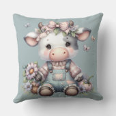 Coussin Vache Bébé mignonne Pastel dans les salons avec fl (Verso)