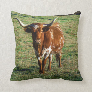 Coussin Vache Brown et blanche à longue