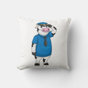 Coussin Vache comme agent de police avec casquette de poli