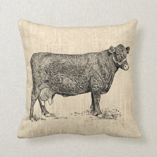 Coussin Vache de campagne illustrée