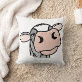 Coussin vache de dessin animé noir blanc rose baiser gris (Couverture)