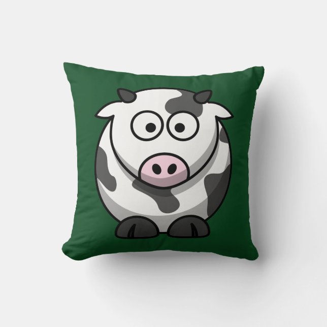 Coussin Vache de dessin sur vert (Recto)