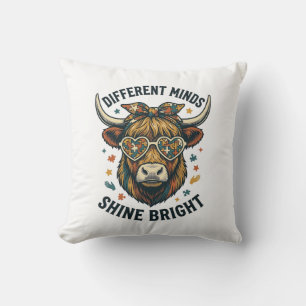 Coussin Vache de sensibilisation à l'autisme Gravure vinta