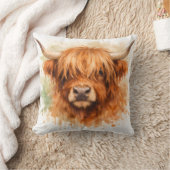 Coussin Vache des Highlands - Animaux à l'aquarelle (Couverture)