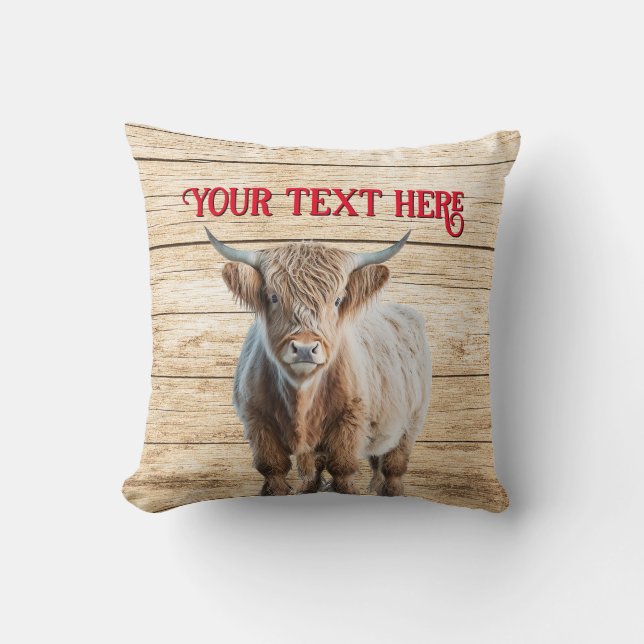 Coussin Vache des Highlands Ferme rustique  (Recto)