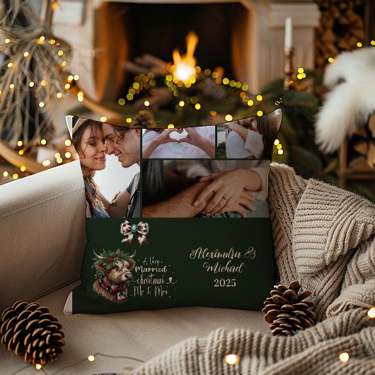 Coussin Vache des Highlands Joyeux Noël Mme et M. 5 Photo