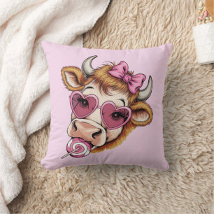 Coussin Vache des Highlands Saint-Valentin Coquette Fête d
