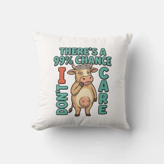 Coussin Vache drôle 99% de chance que je m'en fiche Graphi (Recto)
