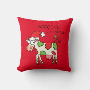 Coussin Vache Drôle Caricature Noël