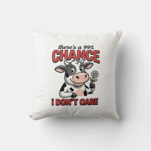 Coussin Vache Drôle Chance Je M'en Fiche Vintage