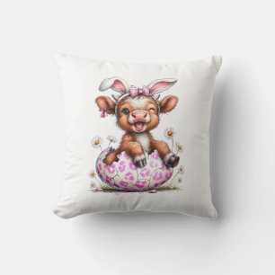 Coussin Vache drôle de Pâques Lapin Mignon Amateur de vach