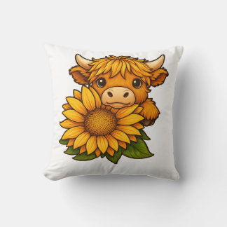 Coussin Vache et tournesol