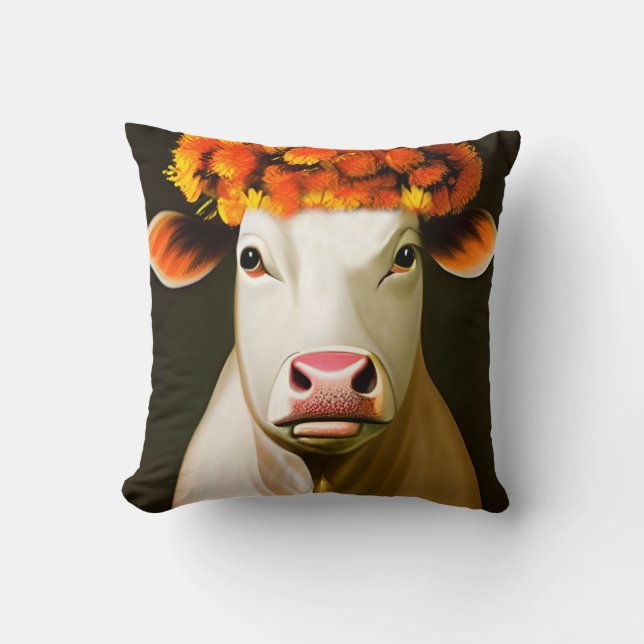 Coussin Vache fleurie (Recto)