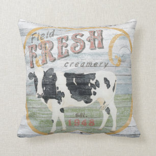 Coussin Vache fraîche vintage à industrie latière