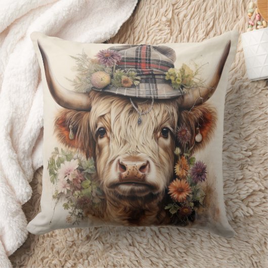 Coussin Vache Highland en coiffure 1 sur 4 (Couverture)