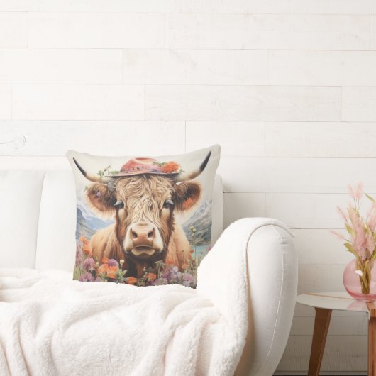 Coussin Vache Highland en coiffure 2 sur 4 (Canapé)