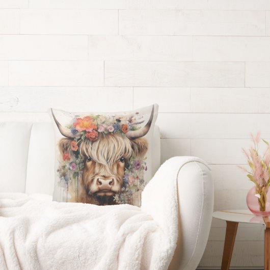 Coussin Vache HIghland en coiffure 3 de 4 (Canapé)