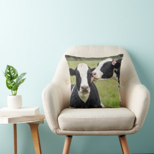 Coussin Vache Holstein embrasse dans la prairie de la ferm