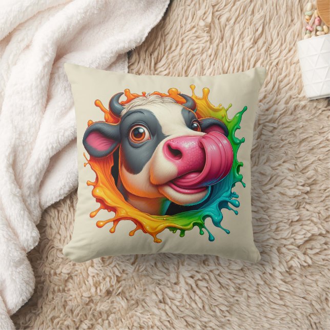 Coussin Vache lécher le nez (Couverture)