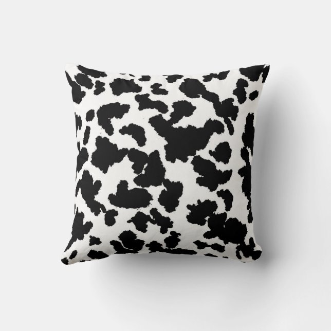 Coussin Vache Noire Et Blanche Cacher Motif De Fourrure (Verso)