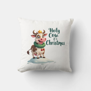 Coussin Vache sacrée c'est Noël T-Shirt Vache de Noël (3)
