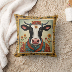 Coussin Vache sacrée Floral Folk Art