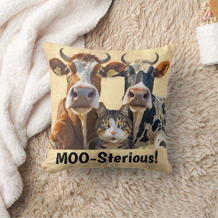 Coussin Vaches amusantes et chat selfie mystérieux oreille