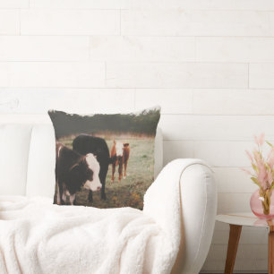 Coussin Vaches crème brunes