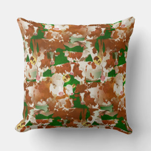 Coussin Vaches grunge paissant en arrière-plan
