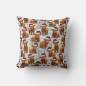 Coussin Vaches Highland de Noël (Recto)