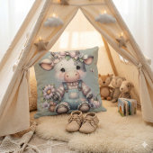 Coussin Vachette bébé pastel mignonne en salopette avec de