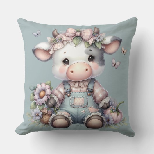 Coussin Vachette bébé pastel mignonne en salopette avec de (Recto)