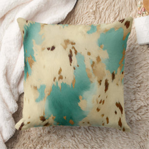 Coussin Vachure d'or blanc turquoise