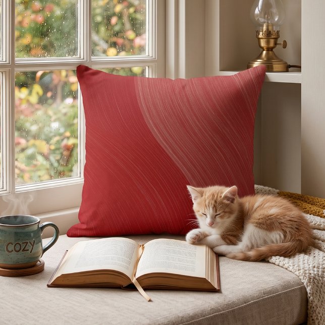 Coussin Vague Abstrait Rouge Moderne (Créateur téléchargé)