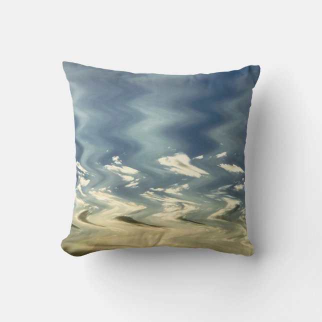 Coussin Vague Abstraite Coucher de soleil bleu (Recto)
