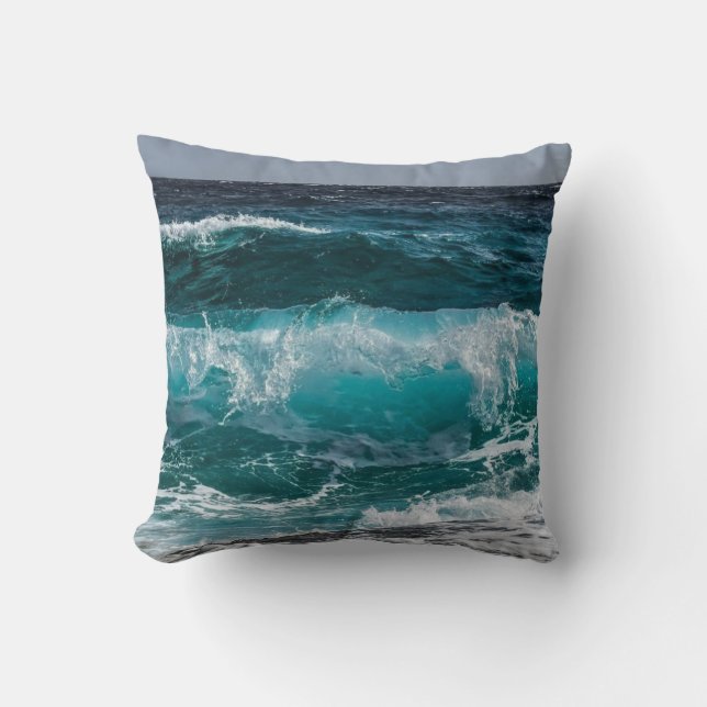 Coussin vague bleue océanique (Recto)