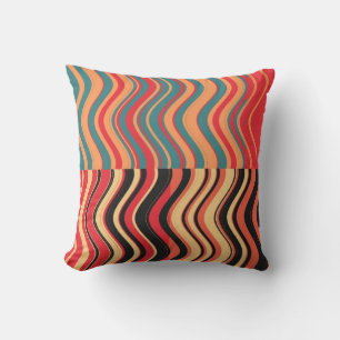 Coussin Vague colorée Art Retro Abstrait 2