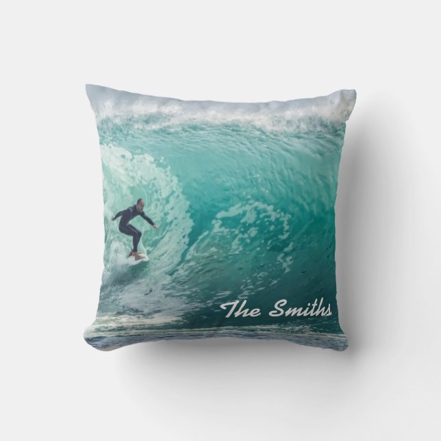 Coussin Vague de surf épopée (Recto)