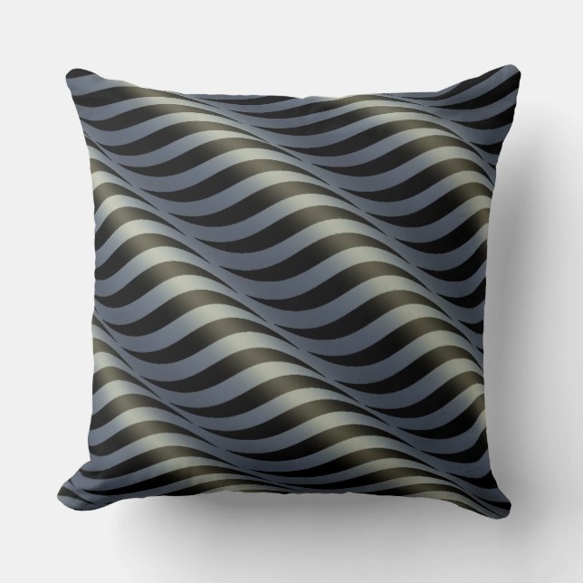 Coussin Vague géométrique en bleu (Recto)