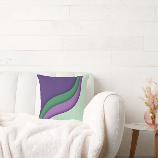 Coussin Vague Moderne Violet Vert (Canapé)