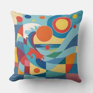 Coussin Vague océane au lever du soleil