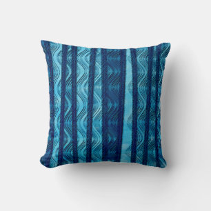 Coussin Vague Rétro Bleu Motif Unique Frais