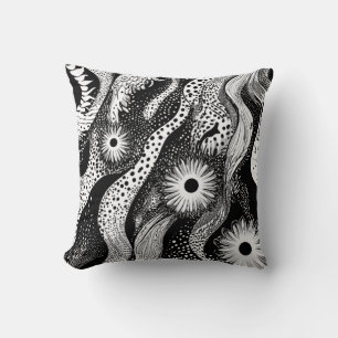 Coussin Vagues à pointes noir et blanc