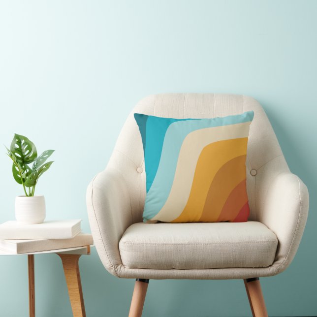 Coussin Vagues Abstraites Arc-en-ciel coloré (Chaise)