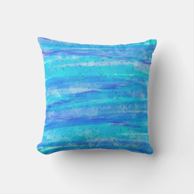 Coussin Vagues Abstraites Bleues Aqua (Recto)