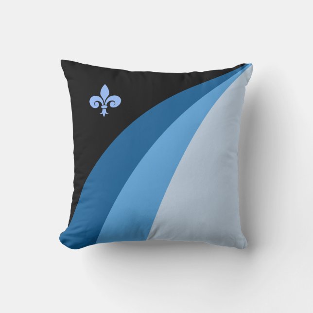 Coussin vagues Abstraites dans les tons bleus & fleur de l (Recto)