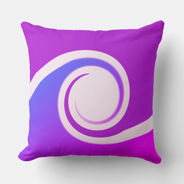Coussin Vagues abstraites en bleu violet et blanc (Recto)